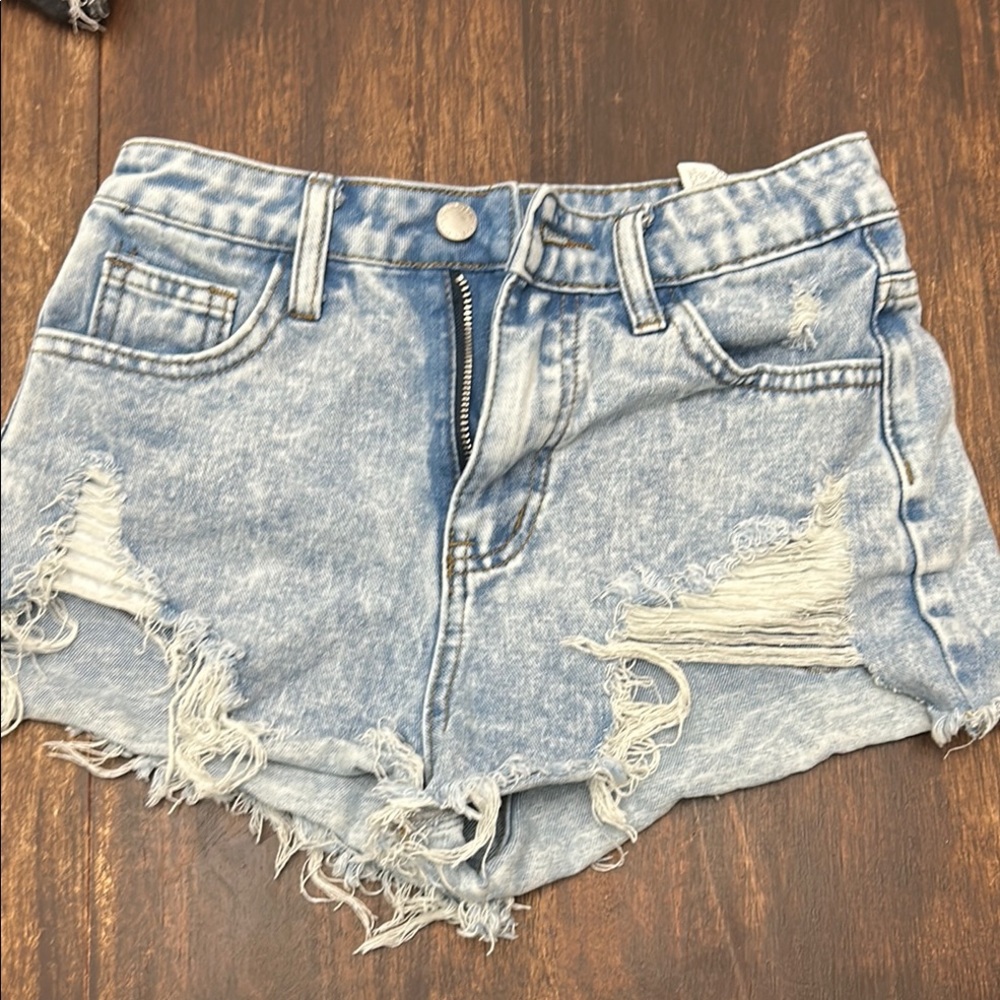 SHEIN Blue Jean Shorts Distressed Frayed Hem